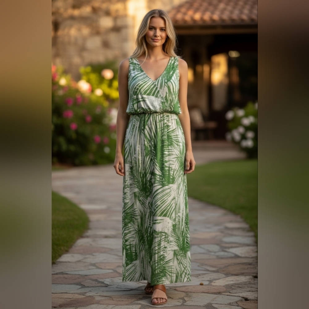 Established 1962 Tropical Green Maxi Dress